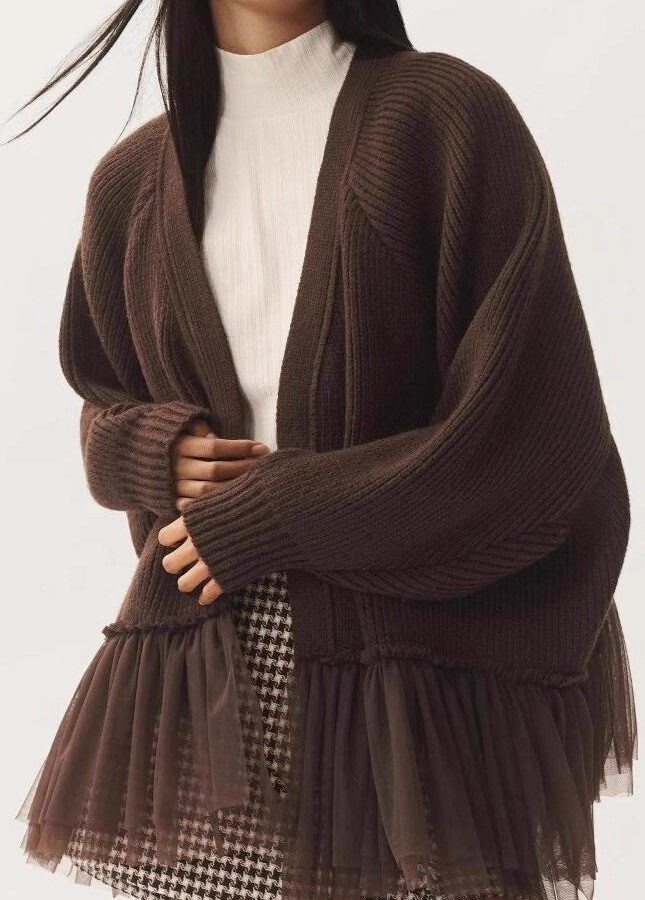 Sheer Ruffle Knit Cardigan